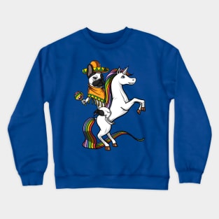 French Bulldog Riding Unicorn Cinco de Mayo Mexican Crewneck Sweatshirt